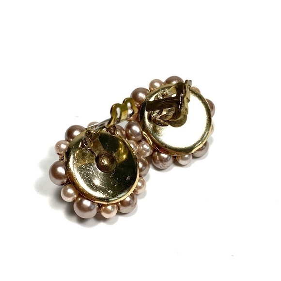 Japan Earrings Vintage Faux Pearl Beads Clips Clip Ons Marked - Picture 3 of 7
